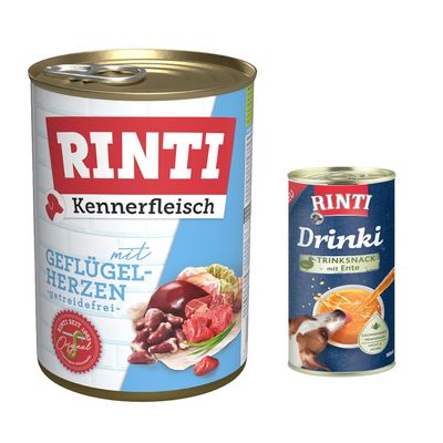 RINTI: 6 x 400 g karma mokra + Drinki, kaczka, 185 ml gratis!