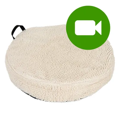 Przycisk odtwarzania filmu wideo o okrągłym legowisku z jasnego materiału z pętelkami i czarnym uchwytem. Kliknij, aby obejrzeć film prezentujący produkt. Przycisk odtwarzania filmu wideo o okrągłym legowisku z jasnego materiału z pętelkami i czarnym uchwytem. Kliknij, aby obejrzeć film prezentujący produkt.