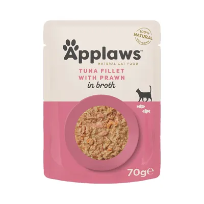 Zestaw Applaws saszetki w bulionie, 24 x 70 g - Tuńczyk i krewetki