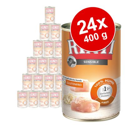 RINTI Sensible -megapakkaus 24 x 400 g mix: kana-riisi + ankka, peruna & kananmaksa