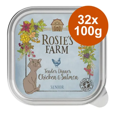 Rosie's Farm Senior Tender Dinner Chicken & Salmon, getreidefreie Rezeptur, Packungsgröße: 32x100g.