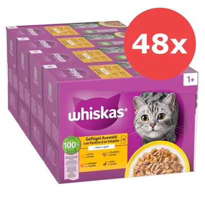 Megapack Whiskas 1+ Adult Frischebeutel 48 x 85 g - Klassische Auswahl in Sauce