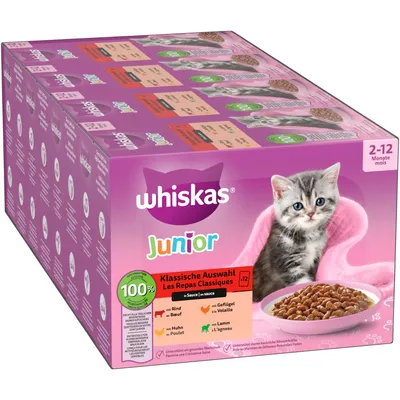 Megapack Whiskas Junior Pliculețe 48 x 85 g  - Selecție clasică în sos 