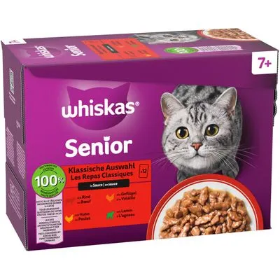 Ekonomipack: Whiskas Senior portionspåse 48 x 85 g - 7+ Blandat urval i sås