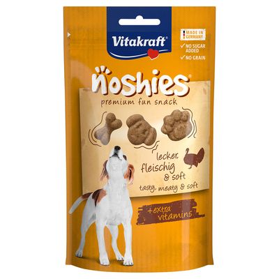 Vitakraft Noshies Premium Fun Snack, gustoso, carnoso e morbido, con vitamine extra. Top Marke 2021 Lebensmittel Zeitung.