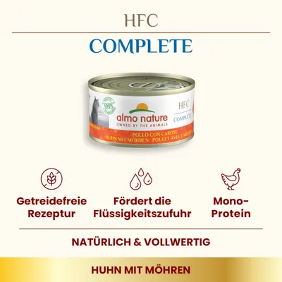 Sparpaket Almo Nature HFC Complete 24 x 70 g - Lachs und Thunfisch mit Karotte