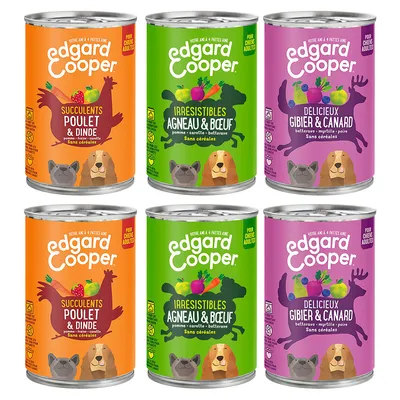 Lot mixte Edgard & Cooper Adult pour chien - 6 x 400 g (3 variétés) Lot mixte Edgard & Cooper Adult pour chien - 6 x 400 g (3 variétés)