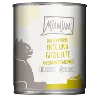 MjAMjAM Duo 6 x 800 g comida húmeda para gatos - Pato tierno y rico pavo con calabaza al vapor