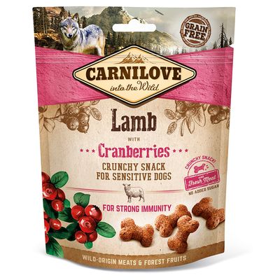 Friandises Carnilove Crunchy agneau, cranberries pour chien 200 g