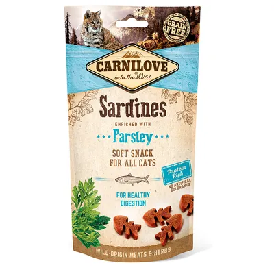 Carnilove Halfvochtige Kattensnoepjes Sardientjes, Peterselie - 50 g