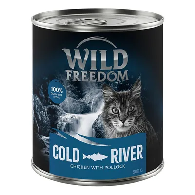 Wild Freedom Cold River, 800 g tölkki. 100 % viljaton resepti kanaa ja Alaska-seitiä.