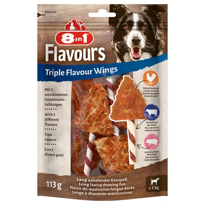 8in1 Triple Flavour Wings Kauwsticks - Voordeelpakket: 3 x 6 Stuks