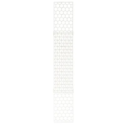 Grille blanche en plastique à motif hexagonal, vue de face, composée de trois sections reliées entre elles.