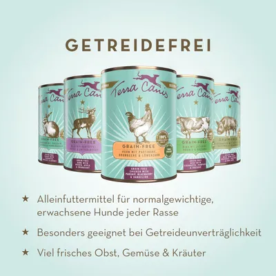 Sparpaket Terra Canis Getreidefrei 12 x 400 g - Wild mit Kartoffeln, Apfel & Preiselbeeren