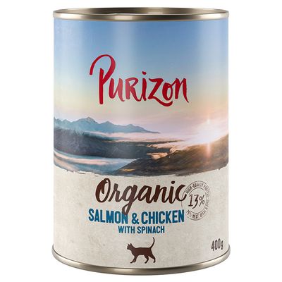 Purizon Organic 6 x 400 g Losos in piščanec s špinačo