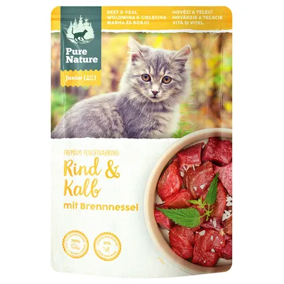 Pure Nature Junior Cat 24 x 85 g Alimento umido per gatto - Manzo & Vitello