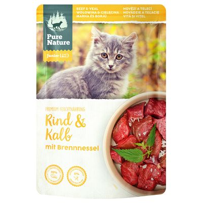 Pure Nature Junior Cat, wołowina i cielęcina 12 x 85 g