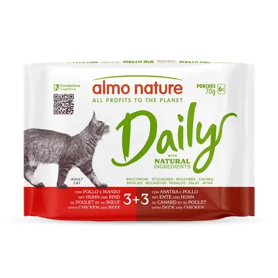 Almo Nature Daily 12 x 70 g Alimento umido per gatto - Mix 5: Pollo e Manzo, Anatra e Pollo Almo Nature Daily 12 x 70 g Alimento umido per gatto - Mix 5: Pollo e Manzo, Anatra e Pollo