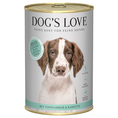 Lot économique Dog's Love Hypoallergen 24 x 400 g pour chien canard