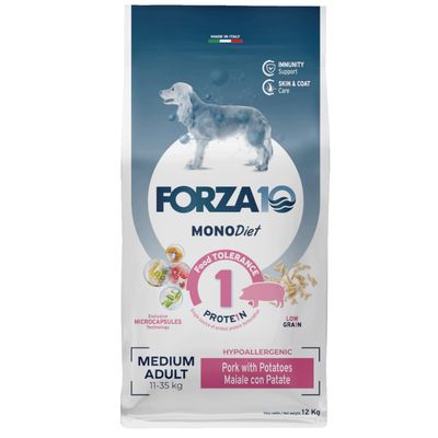 Forza10 Medium Diet Low Grain al Maiale Crocchette per cane 12 kg
