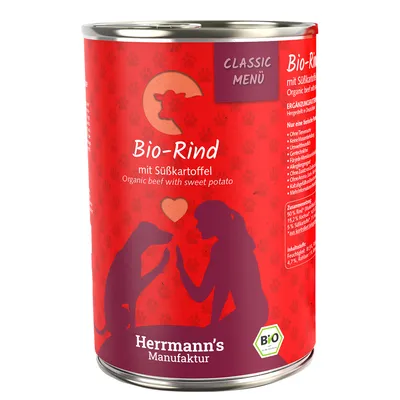 Herrmann's Organic Menu Saver Pack 12 x 400g - dog wet food - Organic Beef with Organic Sweet Potatoes