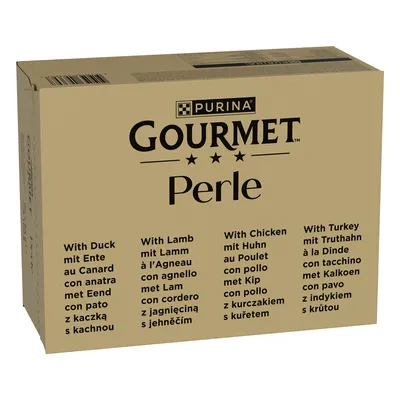 96 x 85 g Gourmet Perle + 12 x 85 g Meren antimia kastikkeessa kaupan päälle! - ankka, lammas, kana & kalkkuna