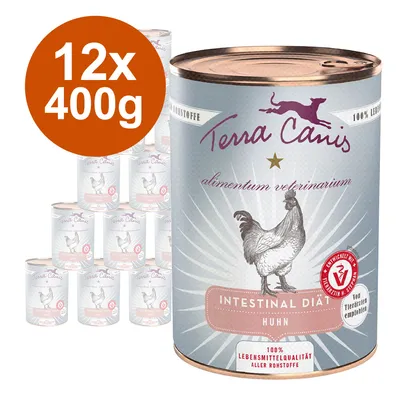 Terra Canis Intestinal Diet Chicken, 12x400g. Developed with veterinarians, 100% human-grade ingredients.