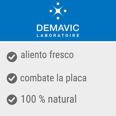 DEMAVIC LABORATOIRE. aliento fresco, combate la placa, 100 % natural (tekst w języku hiszpańskim)