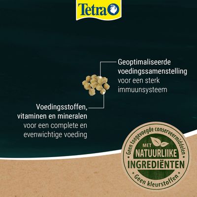 Tetra. Geoptimaliseerde voedingssamenstelling voor een sterk immuunsysteem, vitaminen en mineralen voor een evenwichtige voeding, met natuurlijke ingrediënten, zonder toevoegingen of kleurstoffen.