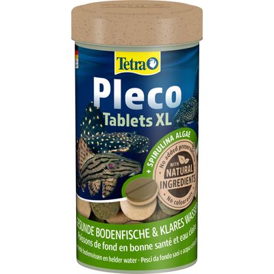 Tetra Pleco Tabletten XL met spirulina-algen, natuurlijke ingrediënten, zonder kleurstoffen, geen conserveermiddelen. Voor gezonde bodembewoners en helder water.