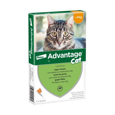 Advantage® 40 pour chat et lapin < 4 kg 4 mois de protection (4 pipettes)