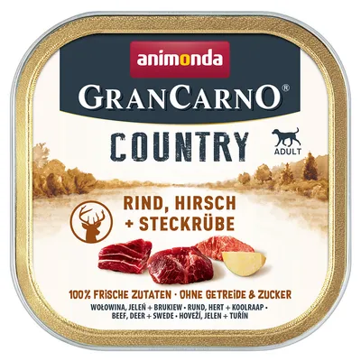 Sparpaket animonda GranCarno Adult Country 44 x 150 g - Rind, Hirsch & Steckrübe Sparpaket animonda GranCarno Adult Country 44 x 150 g - Rind, Hirsch & Steckrübe