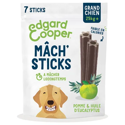 Bâtonnets Edgard & Cooper Mâch' Sticks pomme, eucalyptus pour chien - pour les grands chiens (dès 25 kg, 7 sticks) Bâtonnets Edgard & Cooper Mâch' Sticks pomme, eucalyptus pour chien - pour les grands chiens (dès 25 kg, 7 sticks)