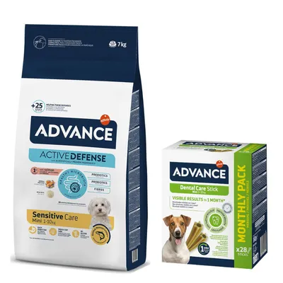 Nagytasakos Advance + Dental Sticks snack ingyen! - Mini Sensitive (7 kg) + Dental Mini snack (360 g)