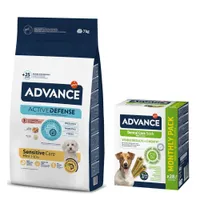 Advance Trockenfutter + passender Snack gratis! - 7 kg Mini Sensitive + 360 g Dental Mini Sticks