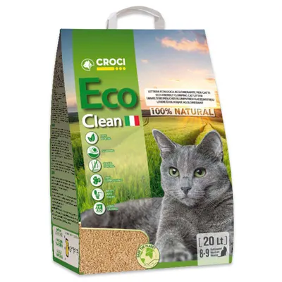 Croci Eco Clean żwirek dla kotów, 100% naturalny, 20 litrów, przyjazny dla środowiska, zbrylający, biodegradowalny, długotrwały, odpowiedni dla kotów. Widziana flaga Włoch.