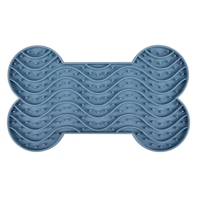 Covoraș din silicon albastru în formă de os, cu structură ondulată și mici proeminențe, potrivit pentru hrănire lentă sau ocupare.