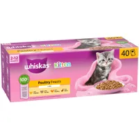Whiskas Kitten Pouches in Jelly - Poultry Feasts in Jelly (40 x 85g)