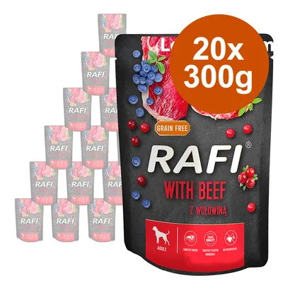 Rafi Adult Hundefutter mit Rind, getreidefrei. Packung: 20 x 300g. Enthält sorgfältig ausgewählte Zutaten, ohne Konservierungsstoffe.