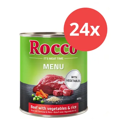 Rocco Menu Dose, 800g, Rind mit Gemüse und Reis. Hinweis: 24x Packungseinheit.