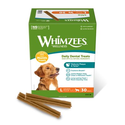 Whimzees by Wellness Monthly Stix Box Größe L: für große Hunde: (1.800 g, 30 Stück)
