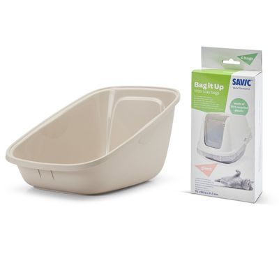 Savic Katzentoilette Aseo Giant Starterset: Toilette Mocca + 6 Bag it up