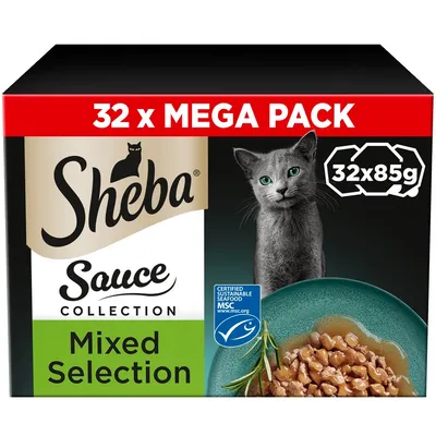 Sheba Sauce Collection Mixed Pack Trays - Mixed Selection in Gravy (32 x 85g)