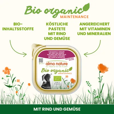 Almo Nature BioOrganic Maintenance 9 x 300 g - mit Bio Rind & Bio Gemüse