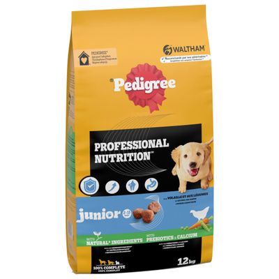 Pedigree Professional Nutrition Junior, 12kg. Mit natürlichen Zutaten, Präbiotika und Superfoods. Empfohlen von Waltham Tierärzten. Für junge Hunde geeignet.
