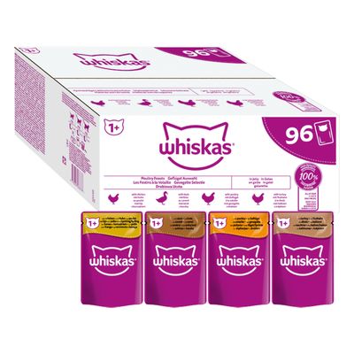 Whiskas 1+ Pouches Mega Multibuy 96 x 85g Poultry Selection in Jelly