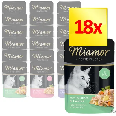 Mieszany zestaw Miamor Feine Filets w galarecie, 18 x 100 g - Mieszany zestaw Mieszany zestaw Miamor Feine Filets w galarecie, 18 x 100 g - Mieszany zestaw