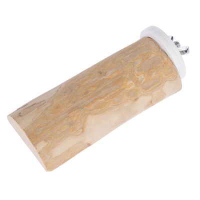 Perchoir en bois avec fixation métallique visible à une extrémité, sans marque apparente ni texte.