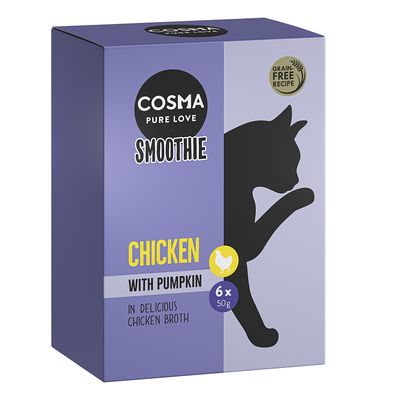 Cosma Smoothie Chicken with Pumpkin, spannmålsfritt recept, 6 x 50g i läcker kycklingbuljong.