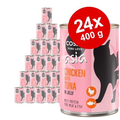 Cosma Asia hyytelössä -säästöpakkaus 24 x 400 g lajitelma, 2 makua